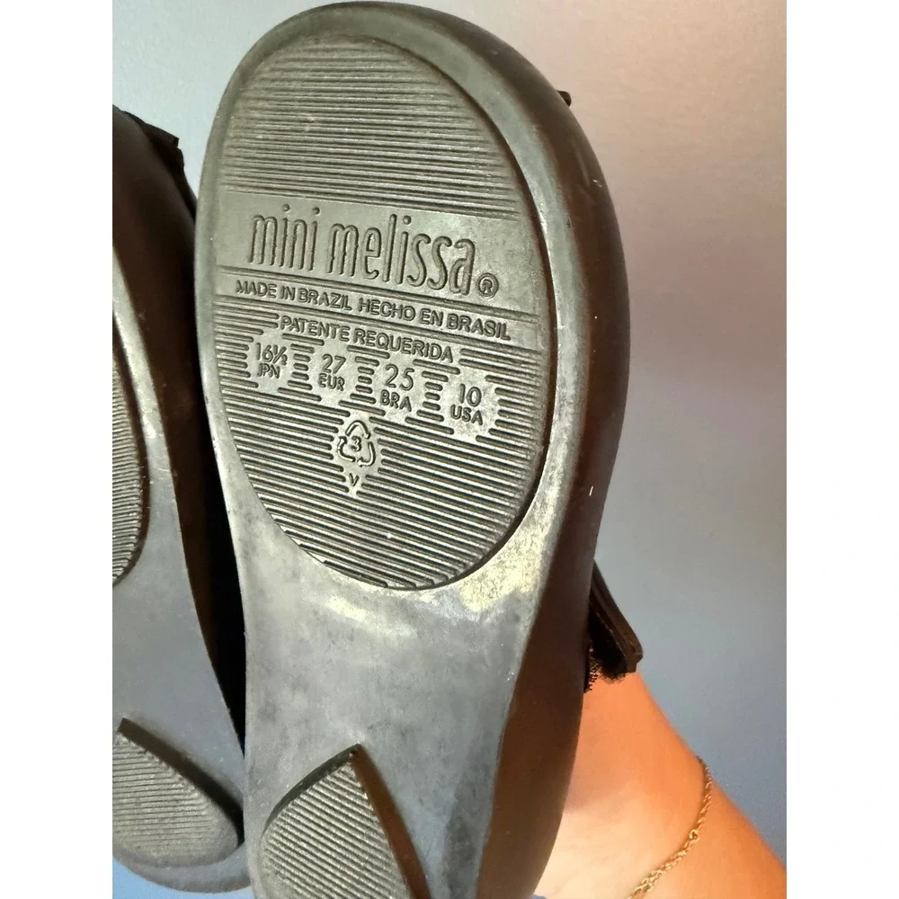 Mini Melissa Ultragirl Black Cat Mary Jane Jelly Flats Size 10 Kids Toddler